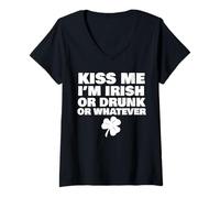 Femme Embrasse-Moi, Je suis Irlandais ou Ivre T-Shirt avec Col en V