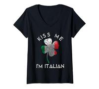 Femme Embrasse-Moi, Je suis Italien T-Shirt avec Col en V