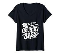 Femme Embrasse Mon Pays Sass Southern Pride T-Shirt avec Col en V