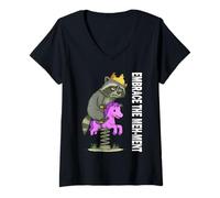 Femme Embrasser Le Raton Laveur Meh-Ment drôle submergé T-Shirt avec Col en V