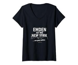 Femme Emden est comme New York, Tout Simplement complètement différent T-Shirt avec Col en V