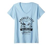Femme Emerald Lake Rocky Mountain National Park Design Vieilli T-Shirt avec Col en V