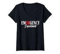 Femme Emergency Department ER RN Nurse Room Healthcare Crew Tee T-Shirt avec Col en V
