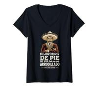Femme Emiliano Zapata Révolution Mexicaine T-Shirt avec Col en V