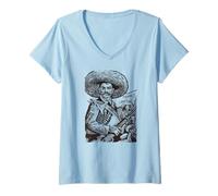 Femme Emiliano Zapata Tee Mexican Revolutionary Tierra Y Libertad T-Shirt avec Col en V