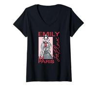 Femme Emily in Paris Fashion Sketch with Script TV Show T-Shirt avec Col en V