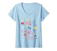 Femme Emily in Paris Simple Icon Collage Fun T-Shirt avec Col en V
