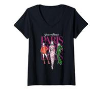 Femme Emily in Paris You're in Paris Now Fashion Sketch TV Show T-Shirt avec Col en V