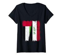 Femme Emirati Maillot irakien demi-drapeau des Émirats arabes unis T-Shirt avec Col en V