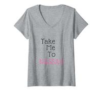 Femme Emmenez-Moi à Nassau Vacances d'été Voyage aux Bahamas T-Shirt avec Col en V