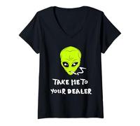 Femme Emmenez-Moi chez Votre revendeur Funny Alien T-Shirt avec Col en V
