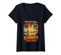 Femme Emmenez-Moi là où l'été ne se termine jamais Avent T-Shirt avec Col en V