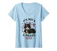 Femme Emo Cat Mom Goth Kitty Phase Mother Humour Feline T-Shirt avec Col en V