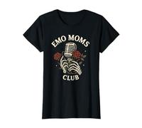 Femme Emo Moms Club Microphone Motif Roses Punk T-Shirt