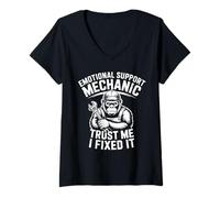 Femme Emotion Support Mechanic Trust I Fixed It Car Guys T-Shirt avec Col en V