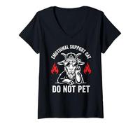 Femme Emotional Support Husband Do Not Pet Funny Goat Lunettes de Soleil T-Shirt avec Col en V
