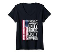 Femme Empathie Acceptation Unité Dignité Multiculturalisme Équité T-Shirt avec Col en V