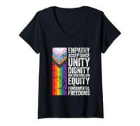 Femme Empathie Acceptation Unité Dignité Multiculturalisme Équité T-Shirt avec Col en V