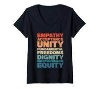 Femme Empathie Acceptation Unité Dignité Multiculturalisme Équité T-Shirt avec Col en V