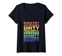 Femme Empathie Acceptation Unité Dignité Multiculturalisme Équité T-Shirt avec Col en V