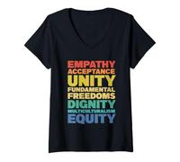 Femme Empathie Acceptation Unité Dignité Multiculturalisme Équité T-Shirt avec Col en V