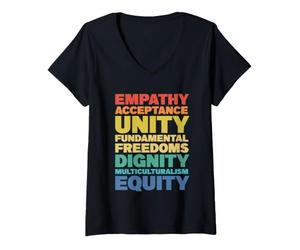 Femme Empathie Acceptation Unité Dignité Multiculturalisme Équité T-Shirt avec Col en V