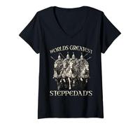 Femme Empire Mongol Humour Motif Cavalier des Steppes Nomade de la T-Shirt avec Col en V