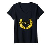 Femme Empire Romain Violet SPQR T-Shirt avec Col en V