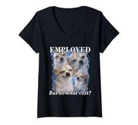 Femme Employé mais à Quel Prix Funny Chihuahua Dog Meme Bootleg T-Shirt avec Col en V