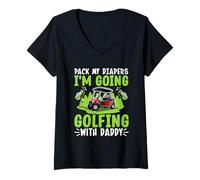 Femme Emporte Mes Couches, Je Vais Jouer au Golf avec Papa T-Shirt avec Col en V