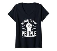 Femme Empowerment Equality Quote Simple Power to The People T-Shirt avec Col en V