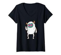 Femme Empreinte de créature Cool, Un yéti Bonhomme de Neige T-Shirt avec Col en V