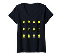 Femme Empreintes d’Animaux Sauvages Traces de Pattes Design T-Shirt avec Col en V