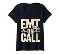 Femme EMT on Call Ambulance EMS First Responder Pride T-Shirt avec Col en V