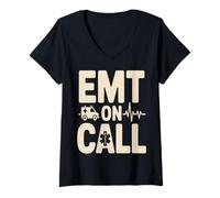 Femme EMT on Call Ambulance EMS First Responder Pride T-Shirt avec Col en V