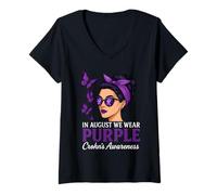 Femme en août, We Wear Purple International Overdose Awareness T-Shirt avec Col en V