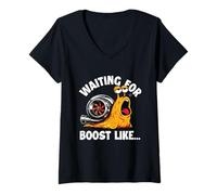 Femme en Attendant Un Boost comme - Racing Car Guy Turbo JDM Lover T-Shirt avec Col en V
