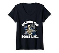 Femme en Attendant Un Boost comme - Voiture de Course Guy Turbo Muscle Car T-Shirt avec Col en V