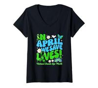 Femme En avril, nous sauvons des vies Don d'organes Mois de la vie T-Shirt avec Col en V