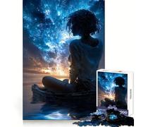 Femme en Bateau contemplant Les étoiles Puzzle de 1000 pièces pour Adolescents Développe la logique et Offre Un Loisir agréable Assemblage précis Idée Cadeau de Noël (38x26cm)