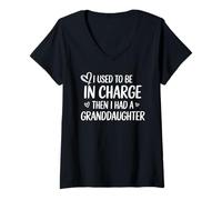 Femme en Charge, J'avais Alors Une Petite-Fille et Un Grand-Parent T-Shirt avec Col en V