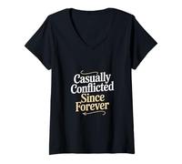 Femme En conflit avec désinvolture depuis toujours Ambivert T-Shirt avec Col en V