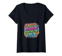 Femme en détresse Envers toi-même, sois Vrai Hamlet Shakespeare T-Shirt avec Col en V
