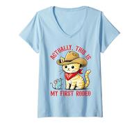 Femme En fait, c'est mon premier mème drôle de chat de rodéo T-Shirt avec Col en V