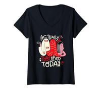 Femme En fait, je ne suis pas si fatigué aujourd'hui - Weird Positivity Art T-Shirt avec Col en V