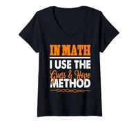 Femme en Math J’utilise la Méthode Devine et Espère T-Shirt avec Col en V