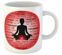 Femme En Méditation Avec Racine Rouge, Affirmation Du Chakra Muladhara, Aura Corporelle Tasse À Café Durable Tasse À Thé Céramique Mug Cadeaux Amusants Pour Noël Anniversaire Collègue 330Ml