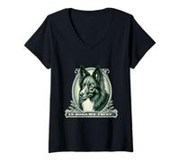 Femme En miniature American Shepherd We Trust Funny Vintage Dog T-Shirt avec Col en V