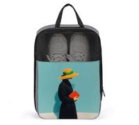 Femme en noir tenant un livre rouge sac à chaussures pour voyage usage quotidien sac de rangement anti-poussière sac à chaussures de golf