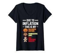 Femme en Raison de l'inflation, C'est Mon Costume d'halloween Amusant T-Shirt avec Col en V